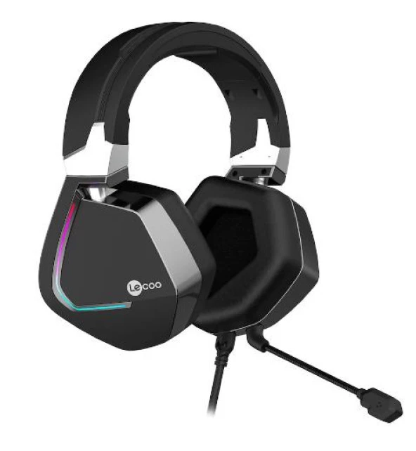 Lenovo Lecoo HT402 USB Surround 7.1 Kulak Üstü RGB LED Aydınlatmalı Siyah Kablolu Gaming Kulaklık