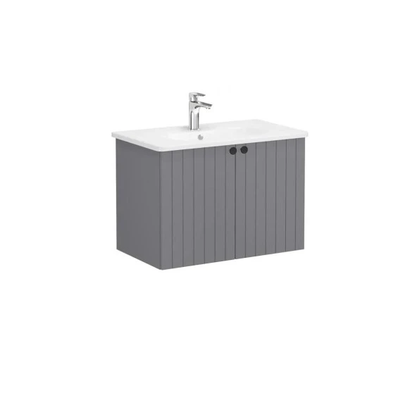 Vitra Root Groove 80 cm Gri Kapaklı Banyo Dolabı Alt Modül Lavabo