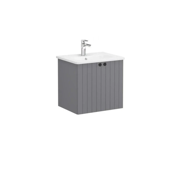 Vitra Root Groove 60 cm Gri Kapaklı Banyo Dolabı Alt Modül Lavabo