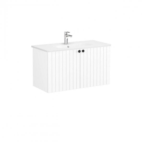 Vitra Root Groove 100 cm Beyaz Kapaklı Banyo Dolabı Alt Modül Lavabo