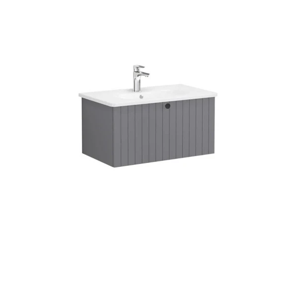 Vitra Root Groove 80 cm Gri Çekmeceli Banyo Dolabı Alt Modül Lavabo