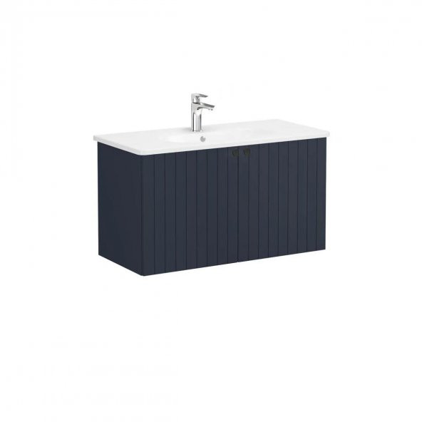 Vitra Root Groove 100 cm Lacivert Kapaklı Banyo Dolabı Alt Modül Lavabo
