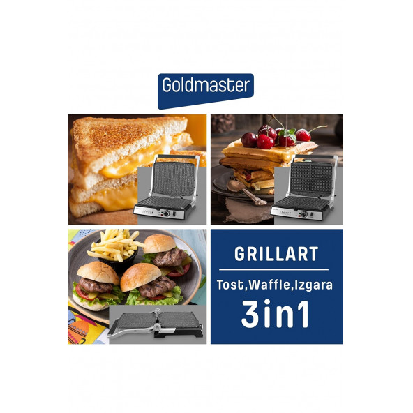 Grillart 2200 Watt 3in1 Granit Çıkarılabilir Plaka Waffle ,Izgara ,Tost Makinesi