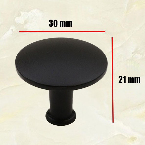 Düğme Kulp Çekmece Dolap Kapak Kulpu Kulbu Metal Mat Siyah - Resim 3