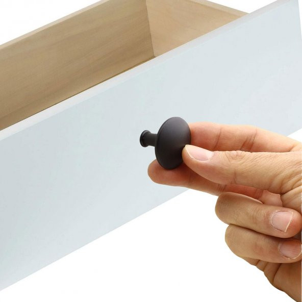Düğme Kulp Çekmece Dolap Kapak Kulpu Kulbu Metal Mat Siyah - Resim 4