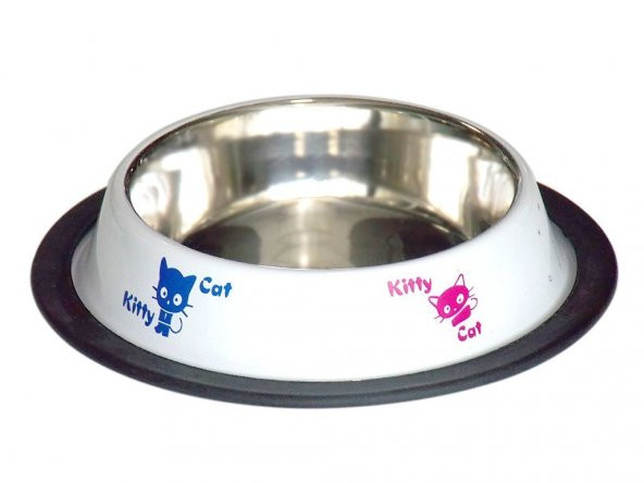 Tommy Kedi Desenli Çelik Mama Kabı Beyaz 8 Oz - 2