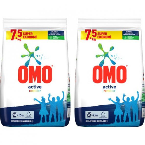 Omo Toz Çamaşır Deterjanı Active Fresh Renkliler Için 7.5 kg 50 Yıkama X2 Adet - 2