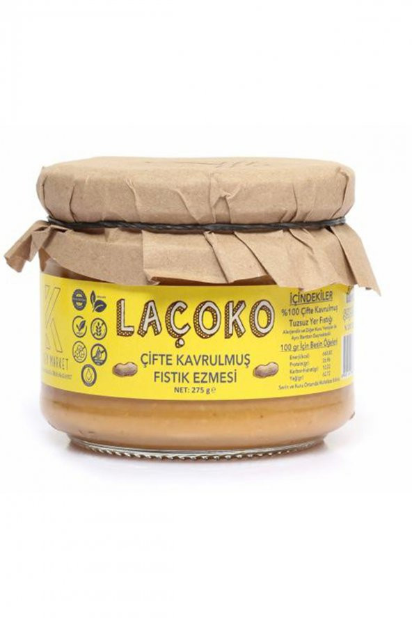 Laçoko Glutensiz Vegan Çifte Kavrulmuş Fıstık Ezmesi 275 G