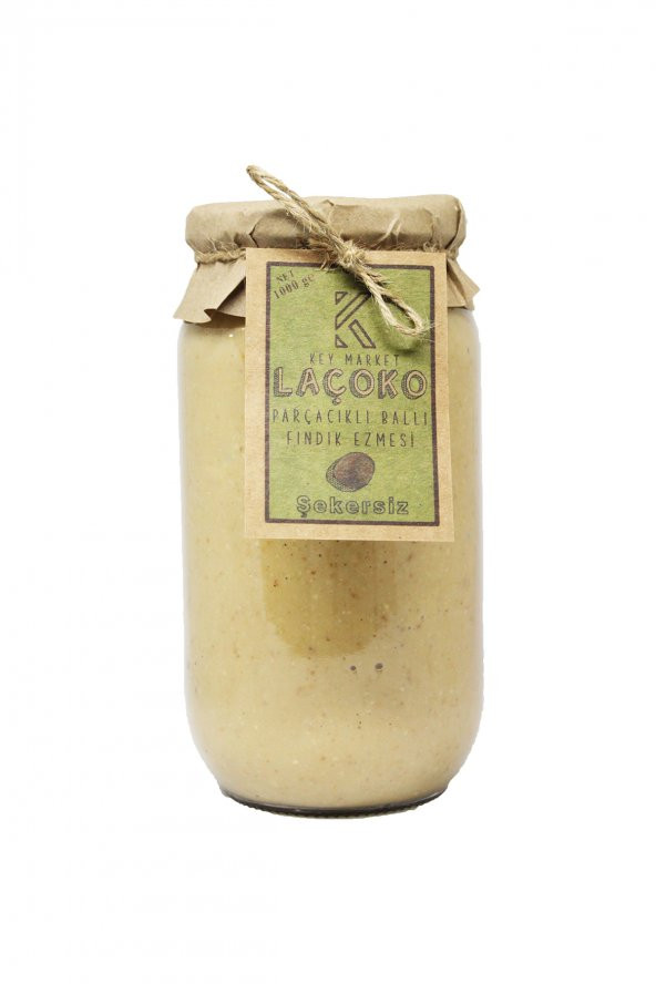 Laçoko Şekersiz Katkısız Glutensiz Doğal Parçacıklı Ballı Fındık Ezmesi 1 KG