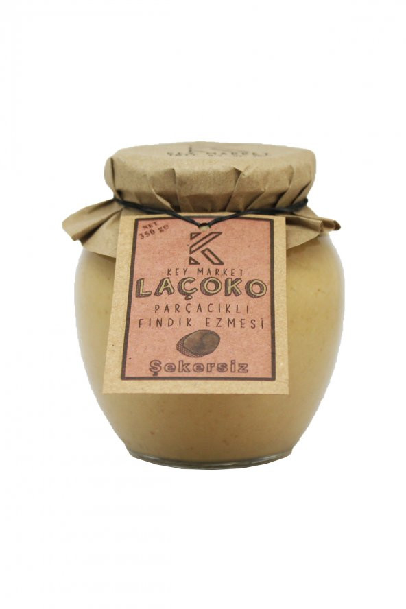 Laçoko Şekersiz Katkısız Glutensiz Vegan Doğal Parçacıklı Fındık Ezmesi 350 G
