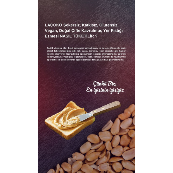 LAÇOKO 2 Kg İsme Kişiye Özel Şekersiz, Saf, Katkısız Fıstık Ezmesi Glutensiz, Vegan, Doğal Çifte Kavrulmuş Yer Fıstığı Ezmesi Peanut Butter - 4