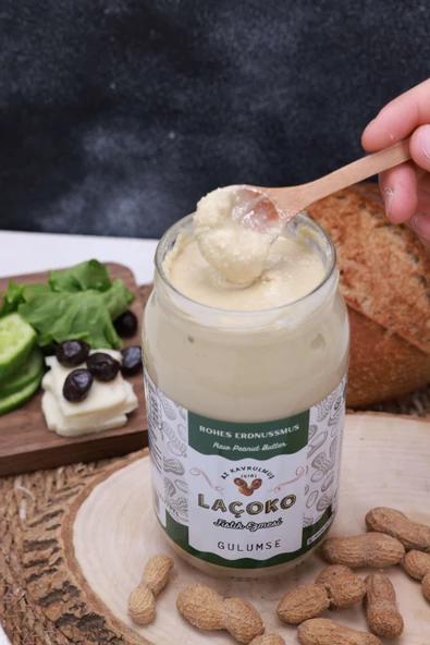 LAÇOKO 1Kg İsme Özel Şekersiz,Saf,Katkısız,Glutensiz,Vegan,Doğal Az Kavrulmuş(Çiğ) Fıstık Ezmesi - 3