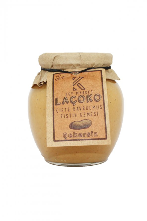 Laçoko Şekersiz Katkısız Glutensiz Vegan Doğal Çifte Kavrulmuş Yer Fıstığı Ezmesi 350 G