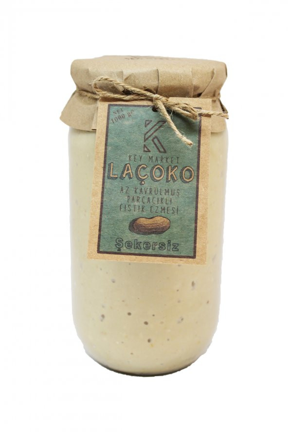 Laçoko Şekersiz Katkısız Glutensiz Vegan Doğal Az Kavrulmuş Çiğ Parçacıklı Extra Crunchy Fıstık Ezmesi 1 KG