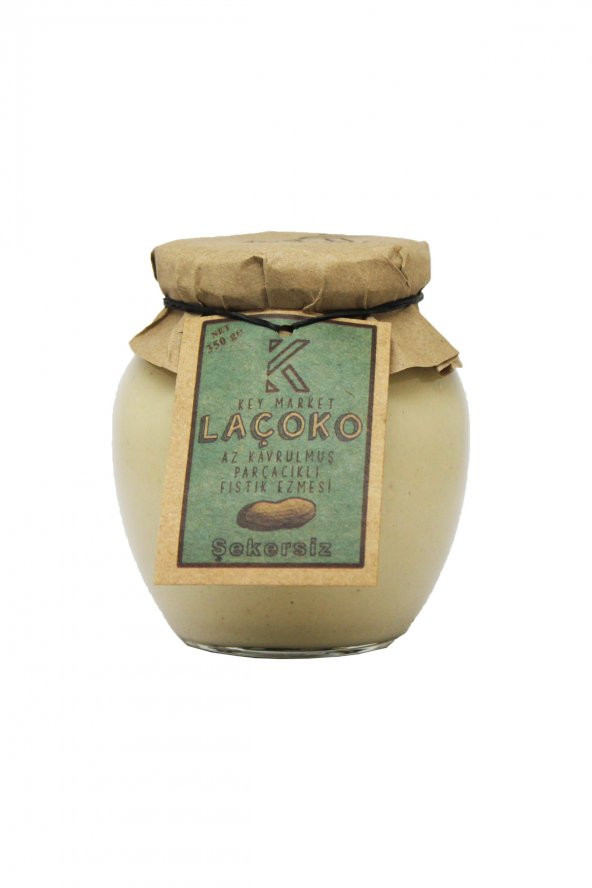 Laçoko Şekersiz Katkısız Glutensiz Vegan Doğal Az Kavrulmuş Çiğ Parçacıklı Extra Crunchy Fıstık Ezmesi 350 G