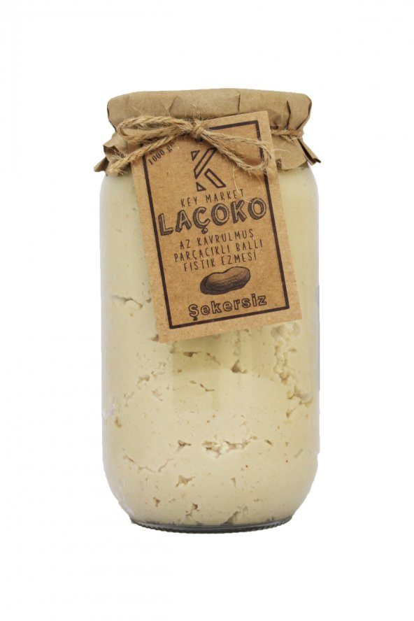 Laçoko Şekersiz Katkısız Glutensiz Doğal Az Kavrulmuş Çiğ Parçacıklı Ballı Fıstık Ezmesi 1 KG