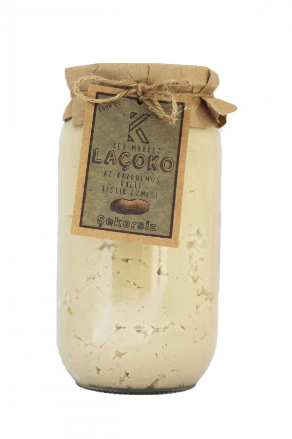 Laçoko Şekersiz Katkısız Glutensiz Doğal Az Kavrulmuş Çiğ Ballı Fıstık Ezmesi 1 KG