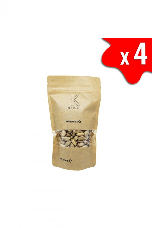 Key Market Doğal Kavrulmuş Kabuklu Taze Antep Fıstığı 4 x 250 G