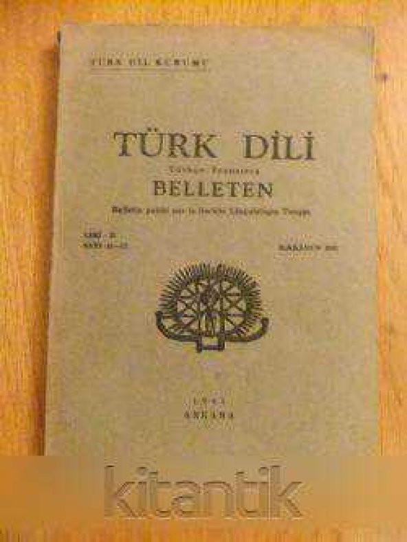 TÜRK  DİLİ   Türkçe-Fransızca  BELLETEN  İLKKANUN 1941
