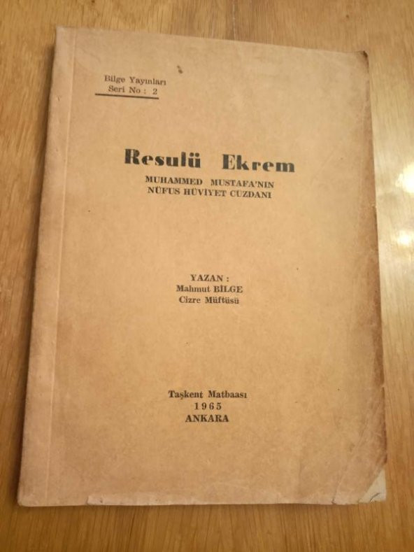 Resulü Ekrem Muhammed Mustafa'nın Nüfus Hüviyet Cüzdanı