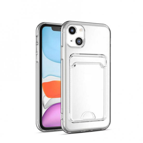 Vendas iPhone 14 Uyumlu (iPhone 14) Pocket Serisi Kartlıklı Şeffaf Soft Silikon Kılıf