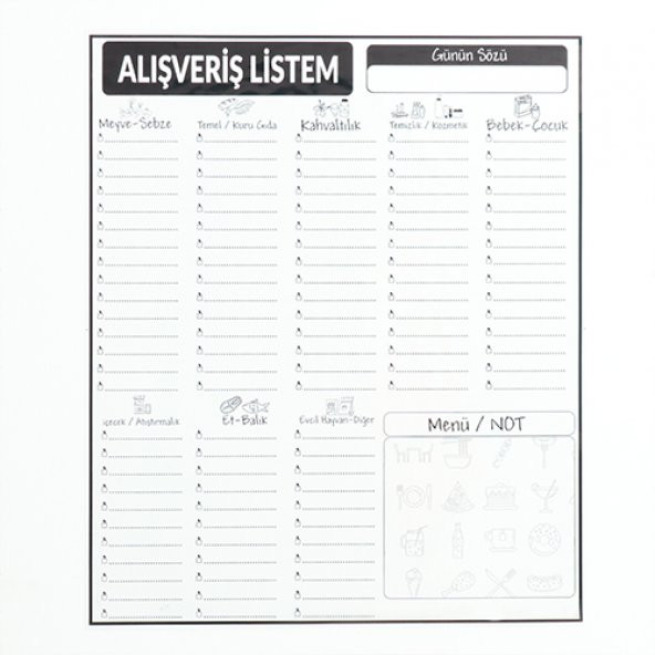 Alışveriş Listesi - Yapışkansız Tutunan Akıllı Kağıt  & Silgili Tahta Kalemi Hediyeli - Resim 3