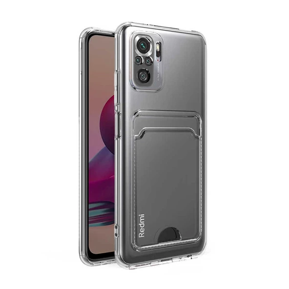 Xiaomi Redmi Note 10S Kılıf Setra Kartlıklı Şeffaf Silikon Kılıf - Resim 3