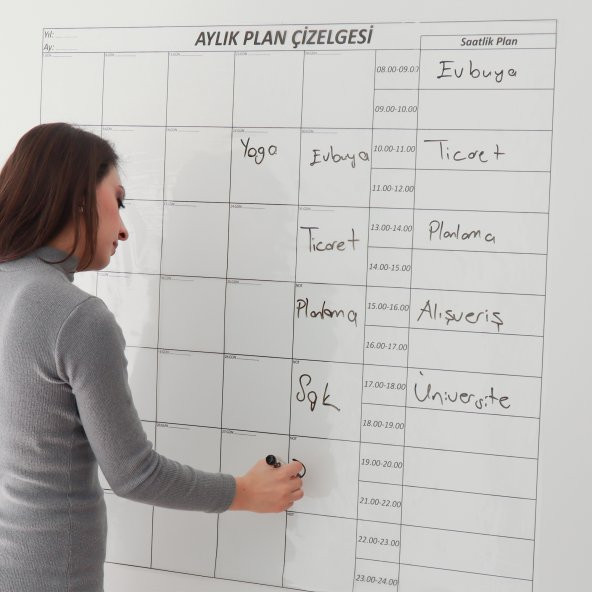 Aylık Plan Çizelgesi - Yapışkansız Tutunan Akıllı Kağıt & Silgili Tahta Kalemi Hediye - 2