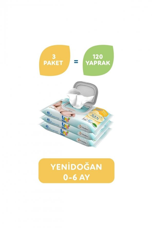 Uni Baby Uni Baby Unibaby Yenidoğan Islak Mendil 3x40 Yaprak