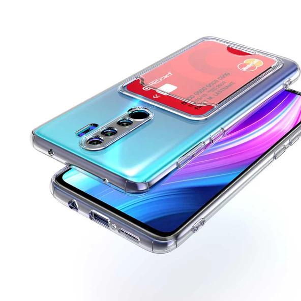 Xiaomi Redmi Note 8 Pro Kılıf Kartlıklı Şeffaf Zore Setra Kartlıklı Şeffaf Silikon Kılıf - 5