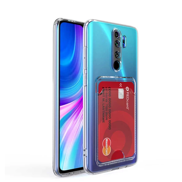 Xiaomi Redmi Note 8 Pro Kılıf Kartlıklı Şeffaf Zore Setra Kartlıklı Şeffaf Silikon Kılıf - 3