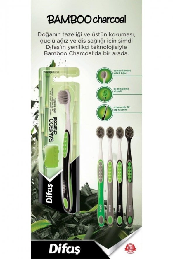 Difaş Bamboo Charcoal Diş Fırçası Yumuşak