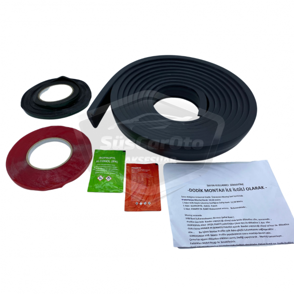 Üniversal Elastik Çamurluk Dodik Seti Poliüretan Çamurluk Kaplaması 45 mm x 6 metre Montaj Setli Siyah - Resim 5