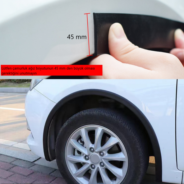 Üniversal Elastik Çamurluk Dodik Seti Poliüretan Çamurluk Kaplaması 45 mm x 6 metre Montaj Setli Siyah - Resim 12