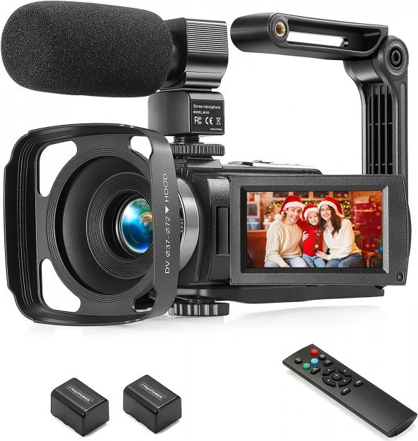 YEEHAO Video Kamera  1080P 36MP 3.0 İnç IPS Dokunmatik Ekran IR Gece Görüş 16X Harici Mikrofon