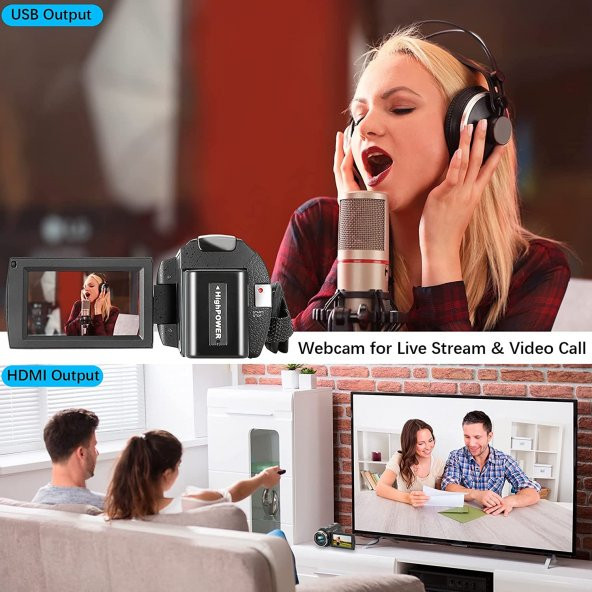 YEEHAO Video Kamera 1080P 36MP 3.0 İnç IPS Dokunmatik Ekran IR Gece Görüş 16X Harici Mikrofon - 7