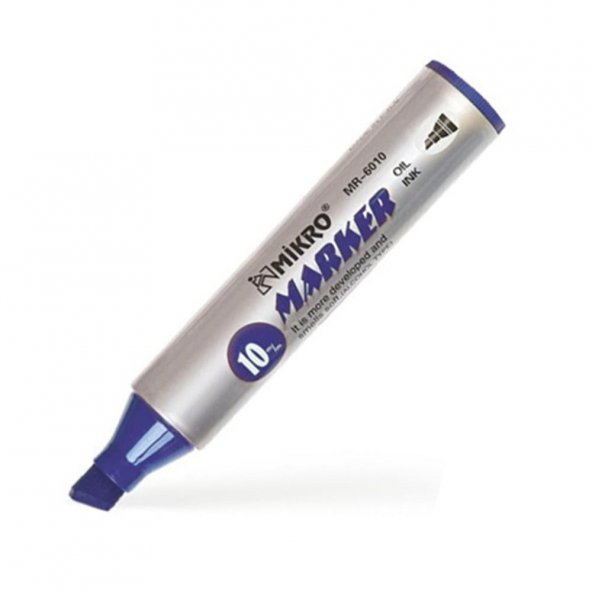 Mavi Permanent Markör Marker Kesik Uçlu Koli Kalemi Mavi 10 mm Mr-6010 12 Adet - 3