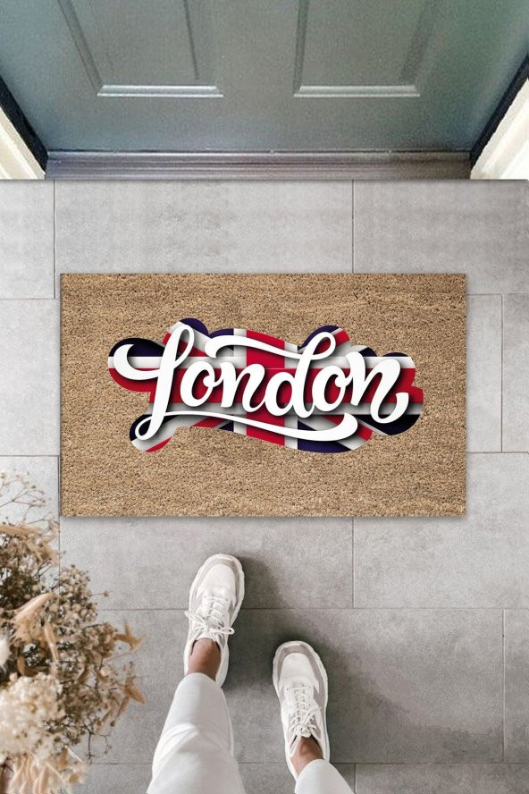 Çok Amaçlı Dijital Baskı Bej London Bayrak İç ve Dış Mekan Paspas