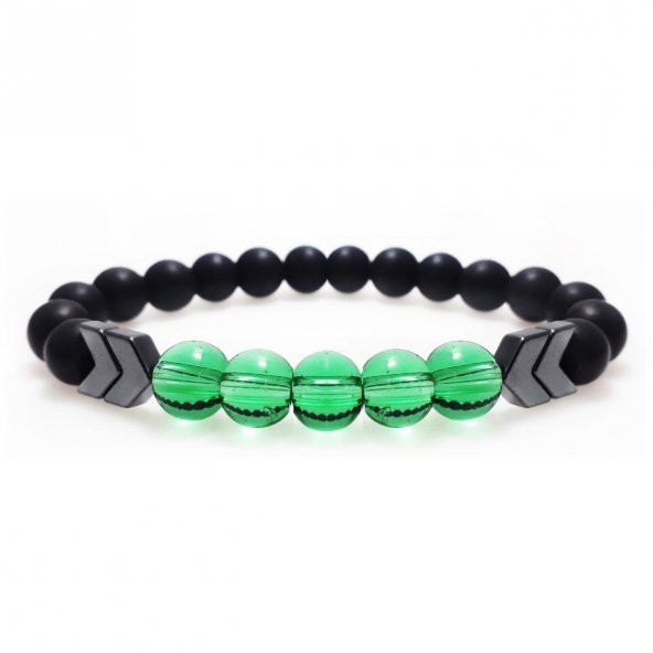 Yeşil Kuvars & Hematit & Siyah Oniks Doğal Taş Erkek Bileklik