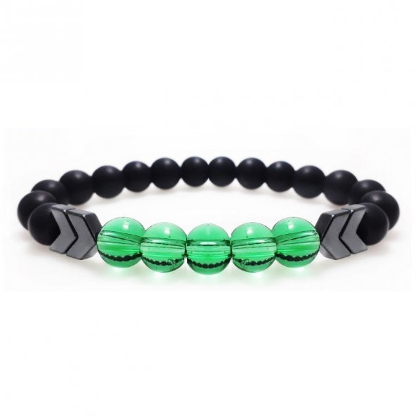 Yeşil Kuvars & Hematit & Siyah Oniks Doğal Taş Erkek Bileklik - 3