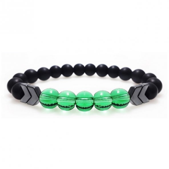 Yeşil Kuvars & Hematit & Siyah Oniks Doğal Taş Erkek Bileklik - 5