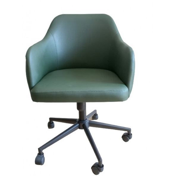 Büro Sandalyesi Kapitone Desenli Yeşil Renk Suni Deri