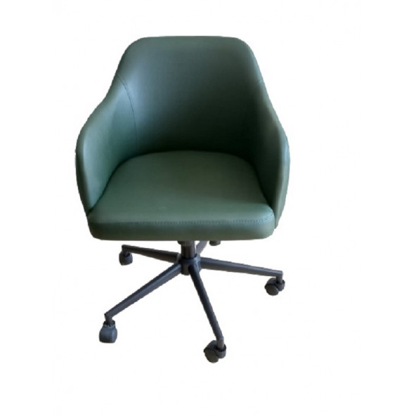 Büro Sandalyesi Kapitone Desenli Yeşil Renk Suni Deri - 2