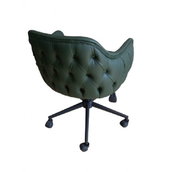 Büro Sandalyesi Kapitone Desenli Yeşil Renk Suni Deri - 4