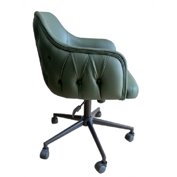 Büro Sandalyesi Kapitone Desenli Yeşil Renk Suni Deri - 8