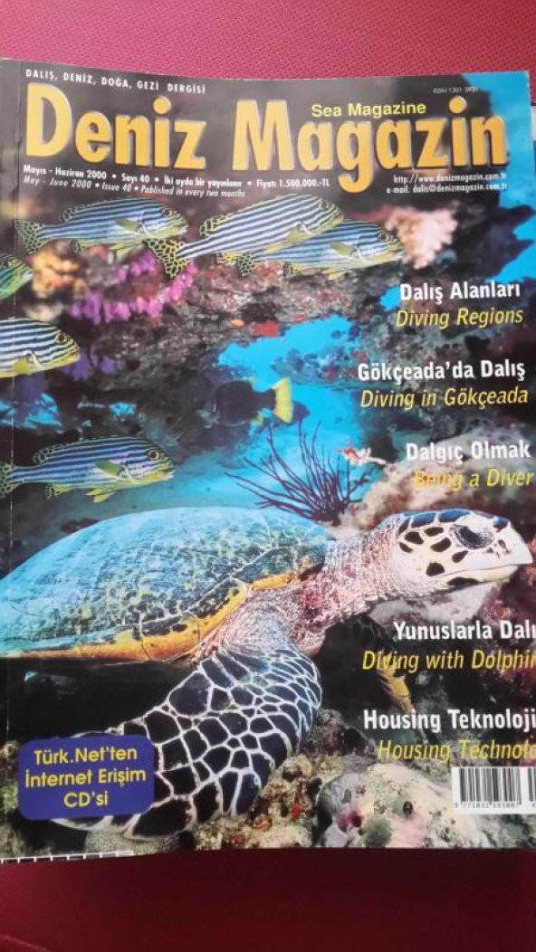 DENİZ Magazin Dalış, Deniz, Doğa,Gez Dergisi * Sayı: 40 *  MAYIS-HAZİRAN 2000 /DALIŞ ALANLARI-GÖKÇEADA'DA DALIŞ-DALGIÇ OLMAK ürün görseli