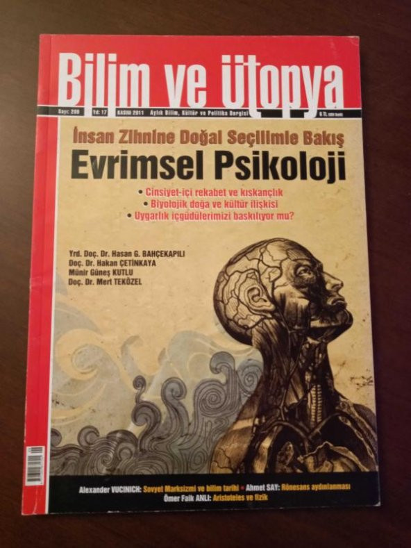 BİLİM ve ÜTOPYA  Aylık Bilim,Kültür ve Politika Dergisi  Sayı:209 * Kasım  2011 / İnsan Zihnine Doğal Seçilimle Bakış, Evrimsel Psikoloji * Kıskançlık ürün görseli