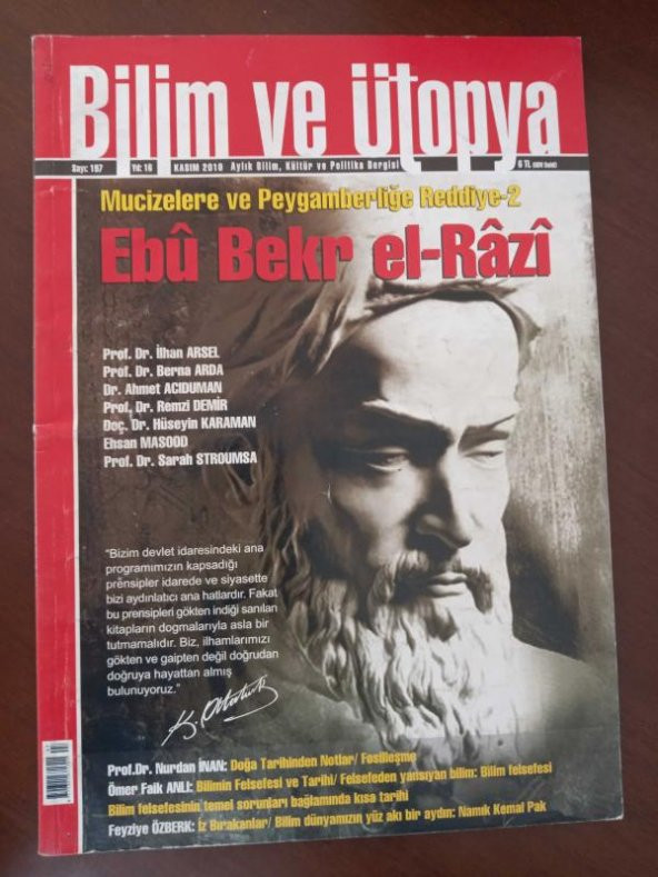 BİLİM ve ÜTOPYA  Aylık Bilim,Kültür ve Politika Dergisi  Sayı:197 * Kasım  2010 / Mucizelere ve Peygamberliğe Reddiye- 2  EBU BEKR EL-RÂZÎ