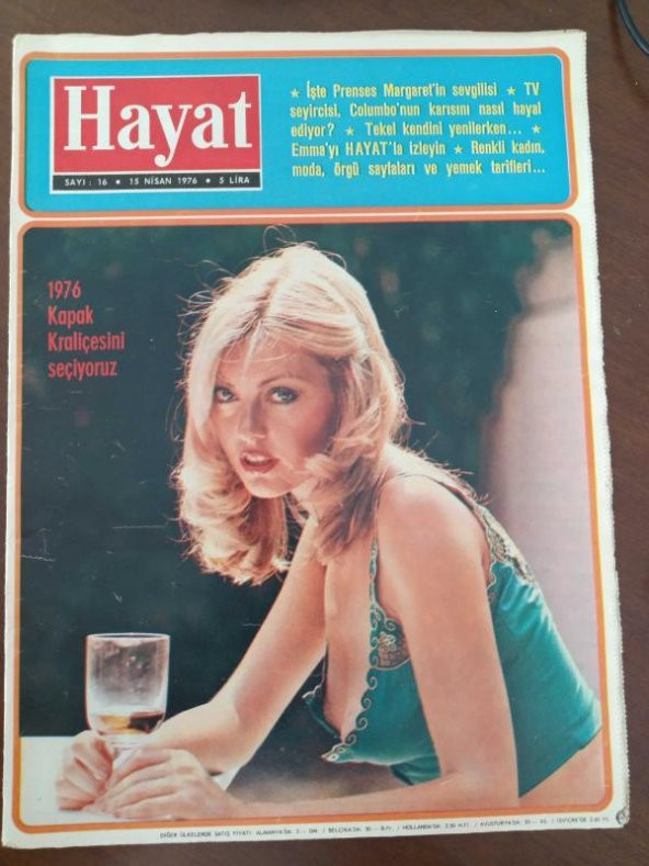 HAYAT HAFTALIK MECMUA *Sayı:16 *  15 NİSAN 1976 * TÜM EKLERİ İÇİNDEDİR / 1976 KAPAK KRALİÇESİNİ SEÇİYORUZ * RENKLİ KADIN, MODA,ÖRGÜ ve YEMEK TARİFLERİ