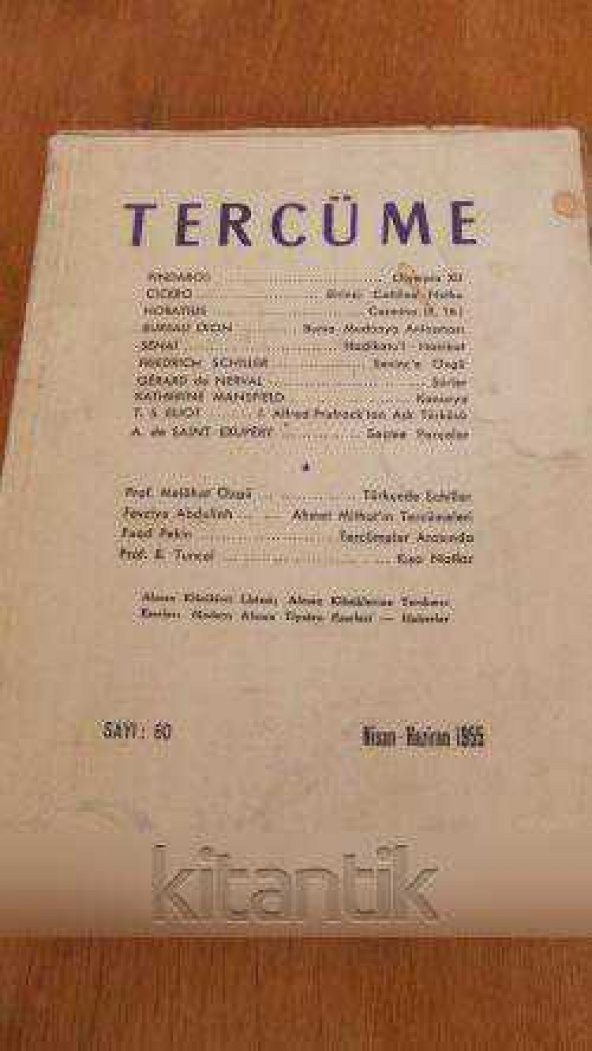 TERCÜME  * Sayı:  60  *  Nisan-Haziran 1955 * Cilt: XI